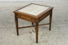 Load image into Gallery viewer, Gordon’s Inc. Mid-Century Walnut and Travertine Side Table with Drawer
