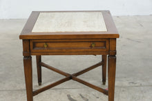 Load image into Gallery viewer, Gordon’s Inc. Mid-Century Walnut and Travertine Side Table with Drawer
