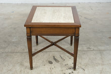 Load image into Gallery viewer, Gordon’s Inc. Mid-Century Walnut and Travertine Side Table with Drawer
