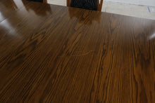 Load image into Gallery viewer, Vintage Oak Dining Table 8 Chairs 3 Leaves Black Upholstered Gothic Revival Set
