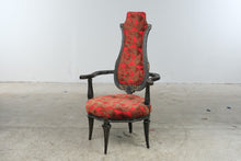Load image into Gallery viewer, Vintage Renaissance Revival Carved High Back Armchair with Geometric Upholstery
