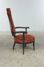 Load image into Gallery viewer, Vintage Renaissance Revival Carved High Back Armchair with Geometric Upholstery
