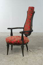 Load image into Gallery viewer, Vintage Renaissance Revival Carved High Back Armchair with Geometric Upholstery
