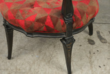 Load image into Gallery viewer, Vintage Renaissance Revival Carved High Back Armchair with Geometric Upholstery
