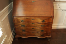 Load image into Gallery viewer, Governor Winthrop Serpentine Front Secretary Desk with Bookcase Top – Solid Wood, Ball &amp; Claw Feet
