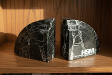 Load image into Gallery viewer, Polished Black Marble Bookends – Duke Health Sector Management (HSM) Engraved Set
