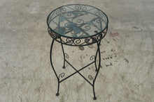 Load image into Gallery viewer, Wrought Iron Grape Vine Plant Stand Glass Top Tuscan Wine Decor 23 Inch
