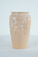 Load image into Gallery viewer, Relief-Decorated Peach Ceramic Vase with Grape &amp; Leaf Motif
