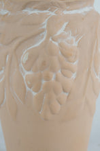 Load image into Gallery viewer, Relief-Decorated Peach Ceramic Vase with Grape &amp; Leaf Motif
