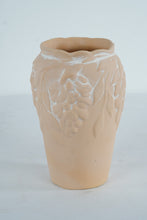 Load image into Gallery viewer, Relief-Decorated Peach Ceramic Vase with Grape &amp; Leaf Motif
