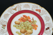 Load image into Gallery viewer, Pair of Winterling Fruit &amp; Nut Plates – Grapes with Autumn Leaves – Pink &amp; Gold Rim – 10&quot;, Mix &amp; Match Set

