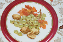 Load image into Gallery viewer, Pair of Winterling Fruit &amp; Nut Plates – Grapes with Autumn Leaves – Pink &amp; Gold Rim – 10&quot;, Mix &amp; Match Set
