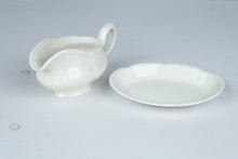 Load image into Gallery viewer, Johnson Brothers White Gravy Boat and Underplate Made in England Scalloped
