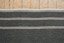 Load image into Gallery viewer, Gray Geometric Runner Rug 28x138 Wool Flatweave Greek Key Border
