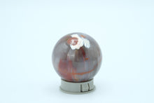 Load image into Gallery viewer, Polished Agate Sphere – 2&quot; Decorative Stone Ball with Red &amp; Gray Bands
