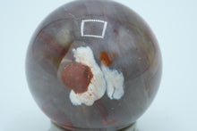 Load image into Gallery viewer, Polished Agate Sphere – 2&quot; Decorative Stone Ball with Red &amp; Gray Bands
