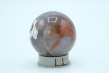 Load image into Gallery viewer, Polished Agate Sphere – 2&quot; Decorative Stone Ball with Red &amp; Gray Bands
