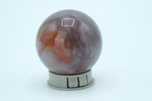 Load image into Gallery viewer, Polished Agate Sphere – 2&quot; Decorative Stone Ball with Red &amp; Gray Bands
