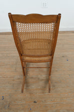 Load image into Gallery viewer, Antique Wood Cane Seat and Back Rocking Chair with Scroll Arms
