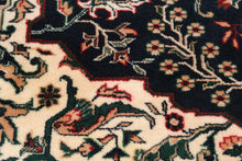 Load image into Gallery viewer, Persian-Style Area Rug with Fringe – Navy, Ivory &amp; Red Medallion Rug – 68" x 92"
