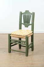 Load image into Gallery viewer, Mexican Folk Art Green Ladderback Chair with Handwoven Rush Seat
