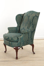 Load image into Gallery viewer, Green Damask Wingback Chair - Statesville Chair Company
