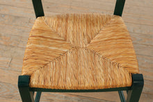 Load image into Gallery viewer, Italian Ladder Back Dining Chairs Green Wood Rush Seat Set of 2
