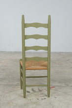 Load image into Gallery viewer, Vintage Italian Style Green Ladder Back Rush Seat Side Chair
