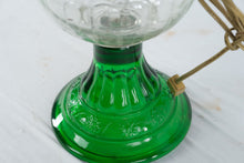Load image into Gallery viewer, Vintage Green Glass Table Lamp Clear Glass Body Brass Shade Fitter 14 Inch
