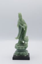 Load image into Gallery viewer, Chinese Green Guanyin Kuan Yin Statue Guardian Lion Lotus Base Asian Decor
