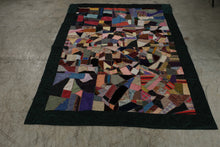 Load image into Gallery viewer, Crazy Quilt Patchwork Throw Multicolor Embroidered Textile 59 x 79
