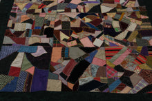 Load image into Gallery viewer, Crazy Quilt Patchwork Throw Multicolor Embroidered Textile 59 x 79
