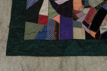 Load image into Gallery viewer, Crazy Quilt Patchwork Throw Multicolor Embroidered Textile 59 x 79
