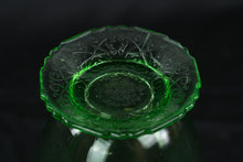 Load image into Gallery viewer, Green Depression Glass Pitcher Floral Etched Uranium Style Glass Jug
