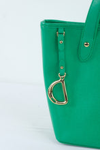 Load image into Gallery viewer, Lauren Ralph Lauren LXVII Green Leather Tote Bag Stirrup Charm
