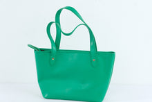 Load image into Gallery viewer, Lauren Ralph Lauren LXVII Green Leather Tote Bag Stirrup Charm
