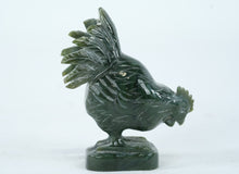 Load image into Gallery viewer, Carved Green Stone Rooster Figurine Miniature Animal Sculpture
