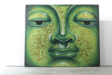 Load image into Gallery viewer, Metallic Green and Gold Face on Canvas
