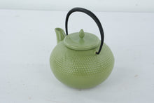 Load image into Gallery viewer, Green Ceramic Teapot with Stainless Steel Infuser – Textured Hobnail Style

