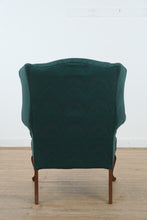 Load image into Gallery viewer, Elegant Emerald Wingback Armchair with Queen Anne Legs

