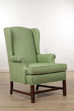 Load image into Gallery viewer, Bright Green Wingback Chair with Woven Upholstery Pattern
