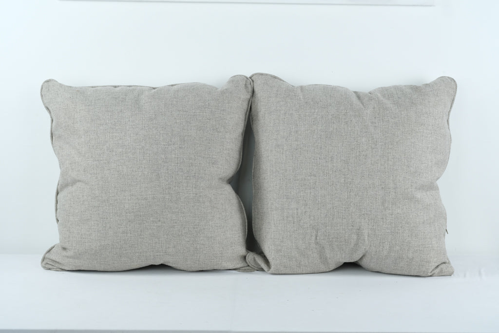 Set of 2 Gray Throw Pillows – 24x24 Linen-Style Fabric