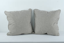 Load image into Gallery viewer, Set of 2 Gray Throw Pillows – 24x24 Linen-Style Fabric
