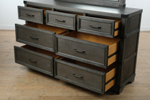 Load image into Gallery viewer, Vickery Creek Weathered Gray 7 Drawer Dresser with Antique Pewter Hardware

