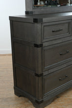 Load image into Gallery viewer, Vickery Creek Weathered Gray 7 Drawer Dresser with Antique Pewter Hardware
