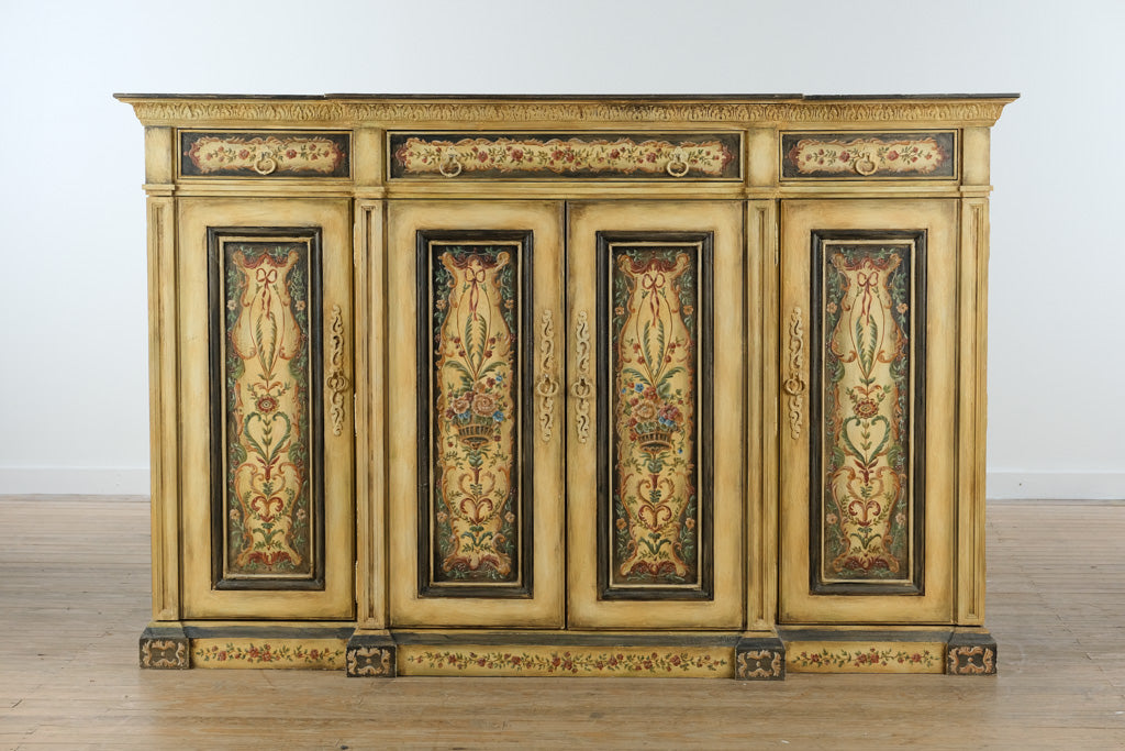 Hand-Painted Habersham Sideboard Buffet – Ornate Distressed Finish