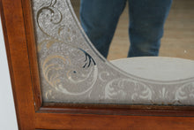 Load image into Gallery viewer, Art Deco Style Hall Tree Mirror with Marble Shelf and Etched Glass Panel
