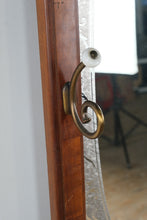 Load image into Gallery viewer, Art Deco Style Hall Tree Mirror with Marble Shelf and Etched Glass Panel
