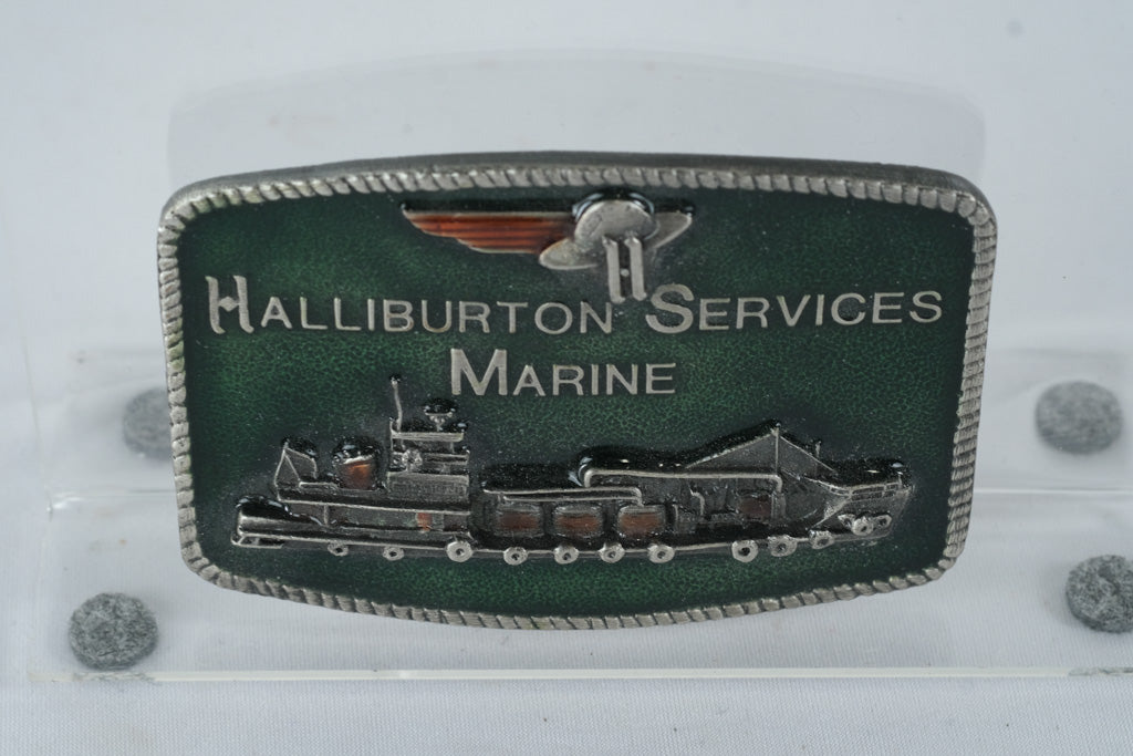 1981 Halliburton Services Marine Belt Buckle – W.H. Grant “Froz’n Color” Pewter Enamel
