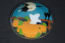 Load image into Gallery viewer, Peggy Karr Halloween Fused Glass Dessert Plate Ghost Pumpkin Witch 7.75 Inch
